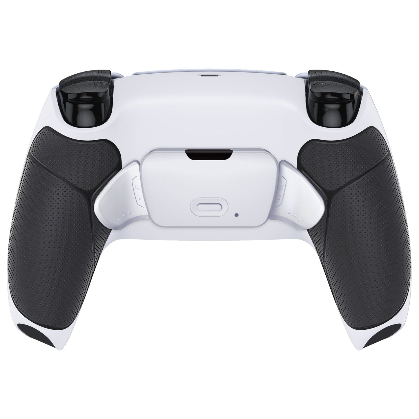 eXtremeRate Retail Rubberized White Black- White Grip  Back Paddles Remappable Rise Remap Kit for ps5 Controller, Upgrade Board & Redesigned Back Shell & Back Buttons Attachment for ps5 Controller - Controller NOT Included - XPFU6011