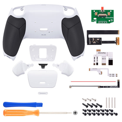 eXtremeRate Remappable Rise Remap Kit for PS5 Controller BDM-010 & BDM-020 - Rubberized Black Grip with White Back Paddles eXtremeRate