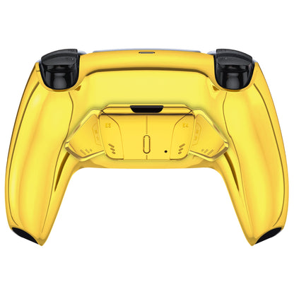 eXtremeRate Retail Chrome Gold Remappable RISE 4.0 Remap Kit for ps5 Controller BDM 010 & BDM 020, Upgrade Board & Redesigned Back Shell & 4 Back Buttons for ps5 Controller - Controller NOT Included - YPFD4001