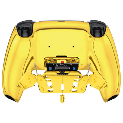 eXtremeRate Retail Chrome Gold Remappable RISE 4.0 Remap Kit for ps5 Controller BDM 010 & BDM 020, Upgrade Board & Redesigned Back Shell & 4 Back Buttons for ps5 Controller - Controller NOT Included - YPFD4001