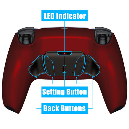 eXtremeRate Retail Scarlet Red Remappable Real Metal Buttons (RMB) Version RISE4 Remap Kit for PS5 Controller BDM 010 & BDM 020, Upgrade Board & Redesigned Back Shell & 4 Back Buttons for PS5 Controller - YPFJ7007