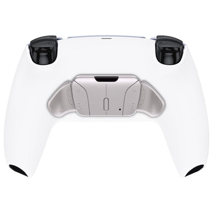 eXtremeRate Retail Silver Real Metal Buttons (RMB) Version RISE4 Remap Kit for PS5 Controller BDM-030 with White Redesigned Back Shell, Upgrade Board & 4 Back Buttons for PS5 Controller - YPFJ7008G3