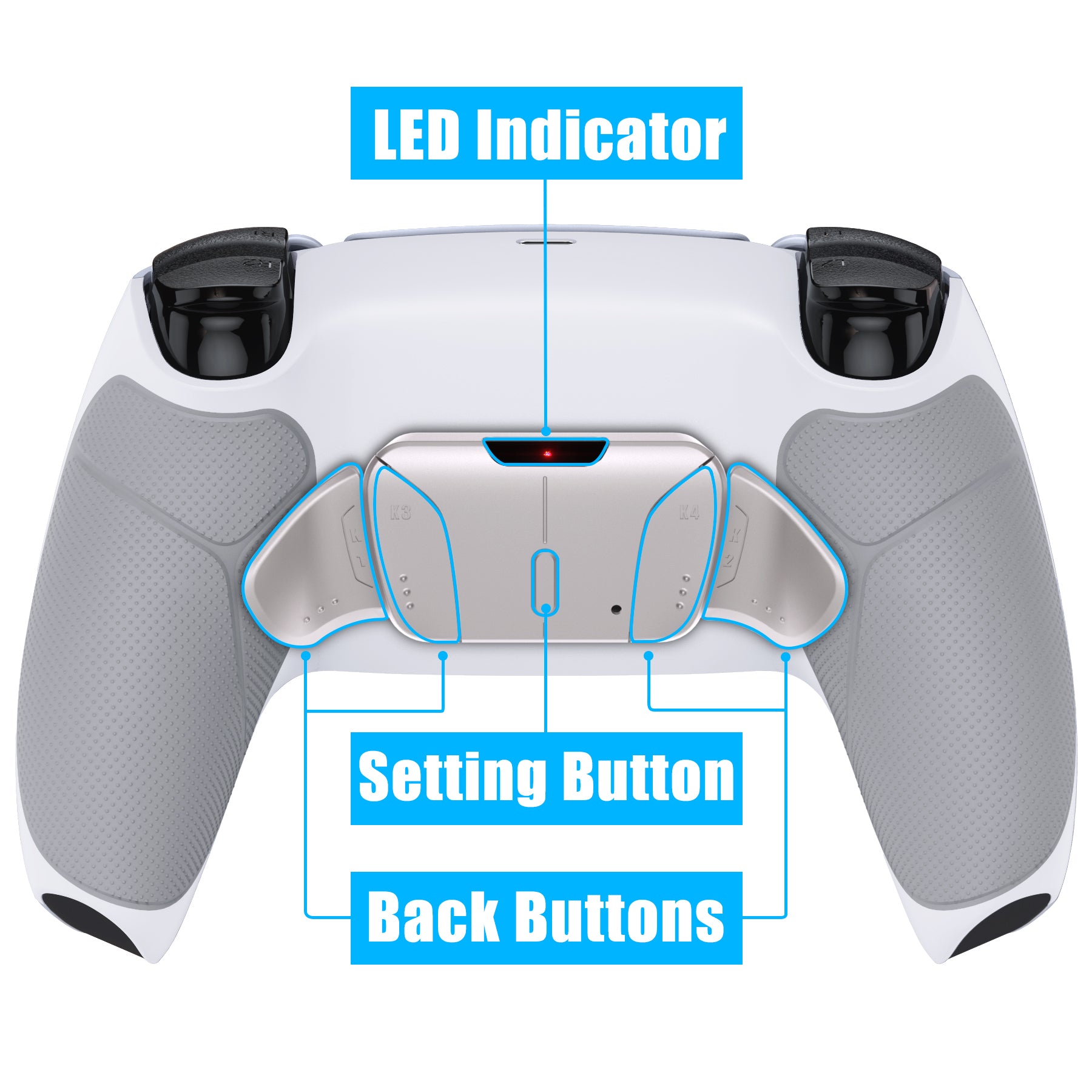 eXtremeRate Retail Rubberized White Remappable Real Metal Buttons (RMB) Version RISE4 Remap Kit for PS5 Controller BDM 010 & BDM 020, Upgrade Board & Redesigned Back Shell & 4 Back Buttons for PS5 Controller - YPFJ7009