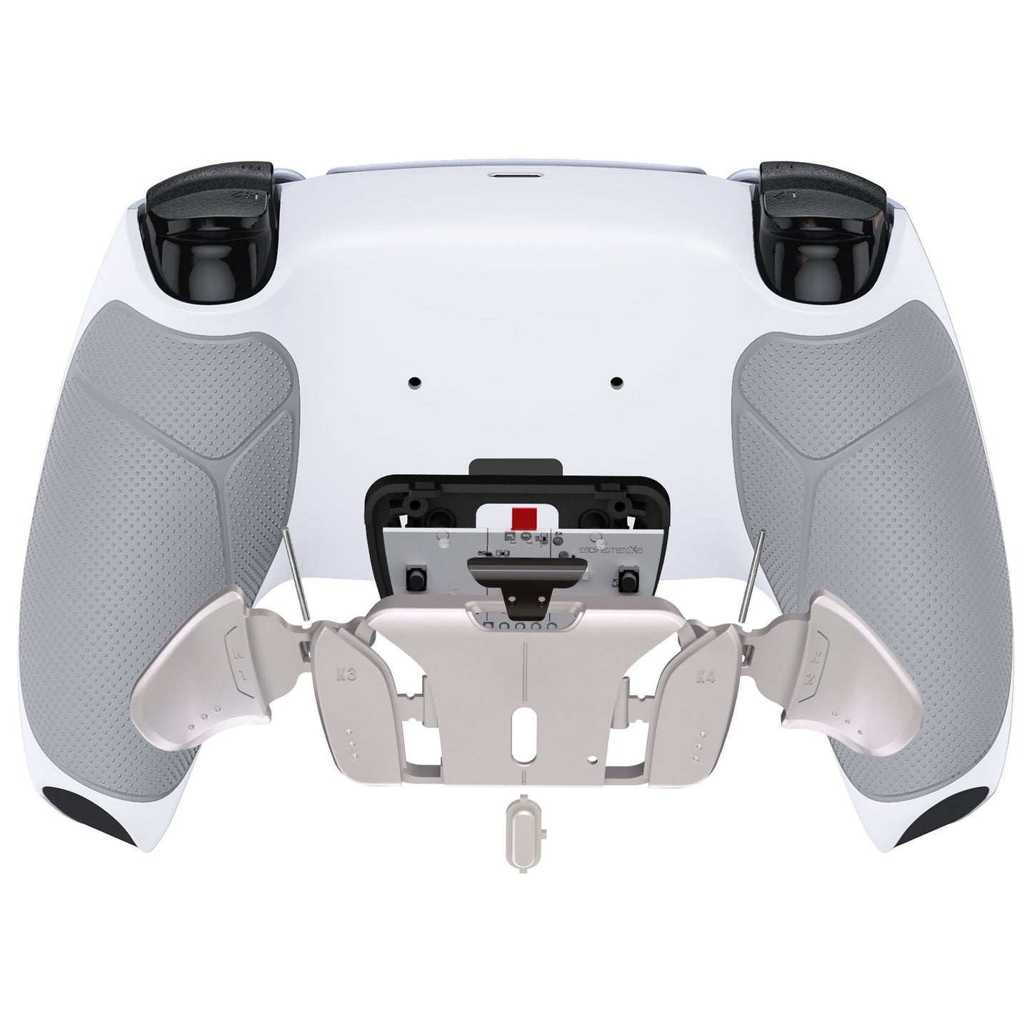 eXtremeRate Retail Rubberized White Remappable Real Metal Buttons (RMB) Version RISE4 Remap Kit for PS5 Controller BDM 010 & BDM 020, Upgrade Board & Redesigned Back Shell & 4 Back Buttons for PS5 Controller - YPFJ7009