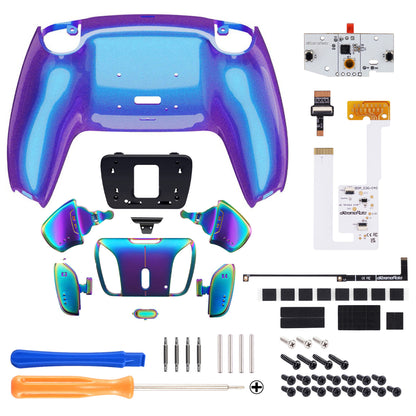 eXtremeRate PS5コントローラーBDM-030/040/050対応用虹色の輝きブルーパープルリアルメタルボタン（RMB）バージョンRISE4 V3リマップキット【カメレオンパープルブルー】