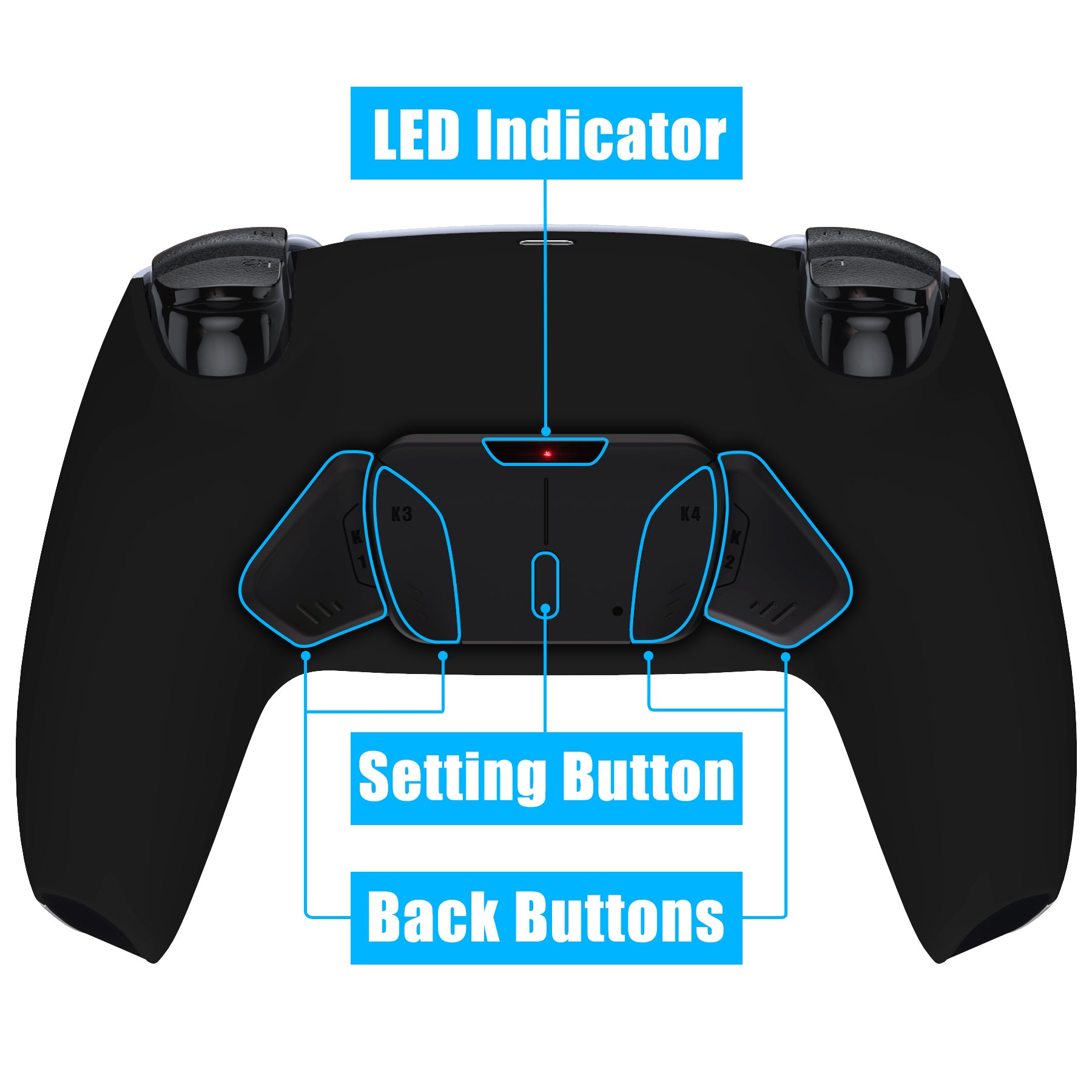 eXtremeRate Retail Black Remappable RISE 4.0 Remap Kit for ps5 Controller BDM 010 & BDM 020, Upgrade Board & Redesigned Back Shell & 4 Back Buttons for ps5 Controller - Controller NOT Included - YPFP3001