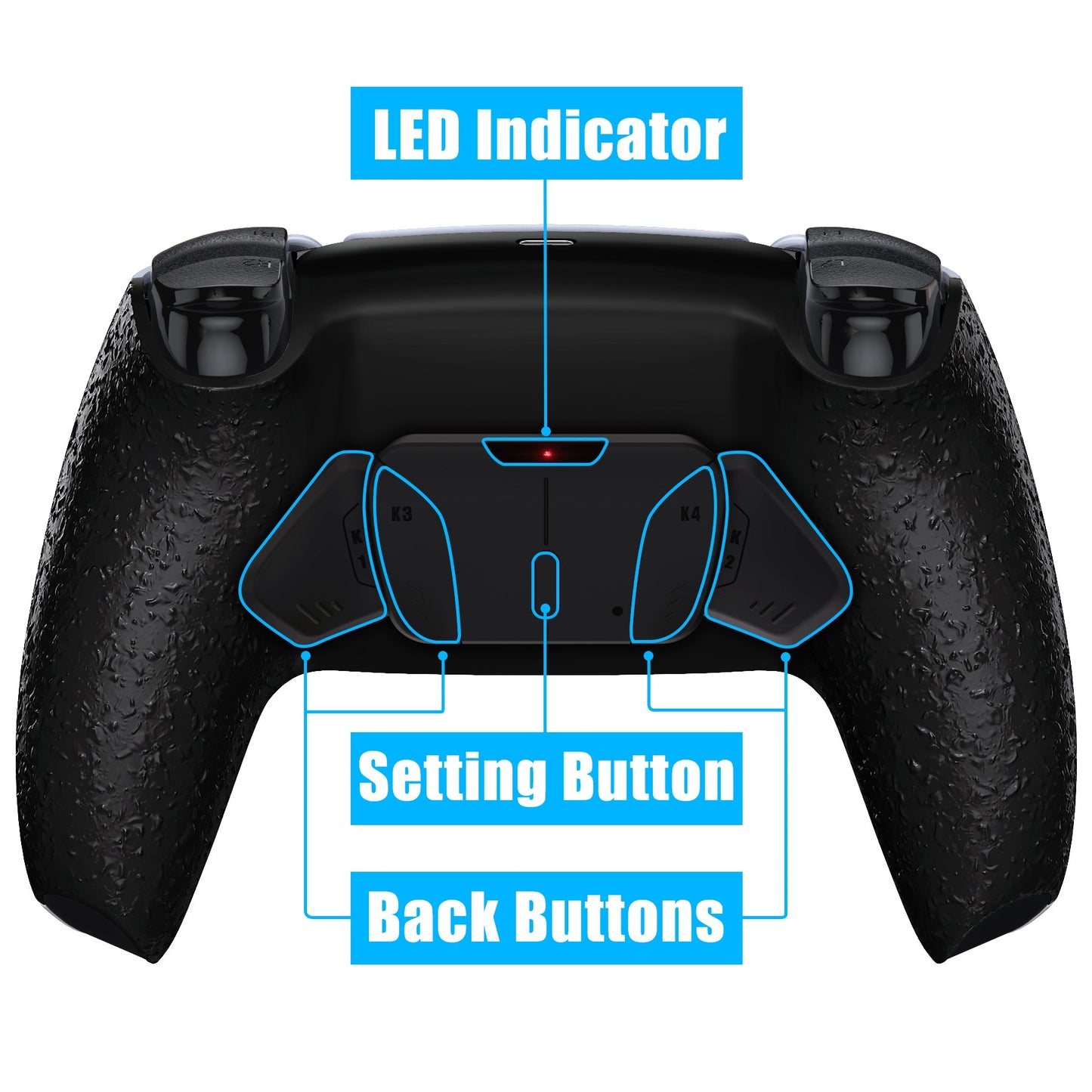 eXtremeRate Retail Textured Black Remappable RISE 4.0 Remap Kit for ps5 Controller BDM 010 & BDM 020, Upgrade Board & Redesigned Back Shell & 4 Back Buttons for ps5 Controller - Controller NOT Included - YPFP3002