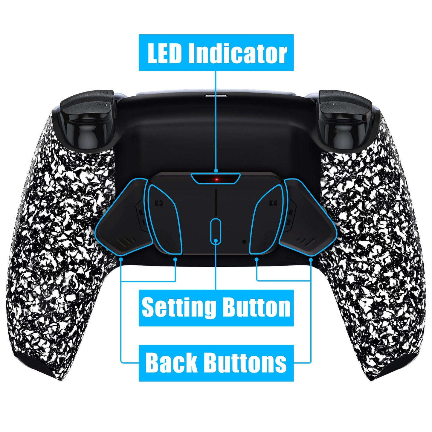 eXtremeRate Retail Textured White Remappable RISE 4.0 Remap Kit for ps5 Controller BDM 010 & BDM 020, Upgrade Board & Redesigned Back Shell & 4 Back Buttons for ps5 Controller - Controller NOT Included - YPFP3003