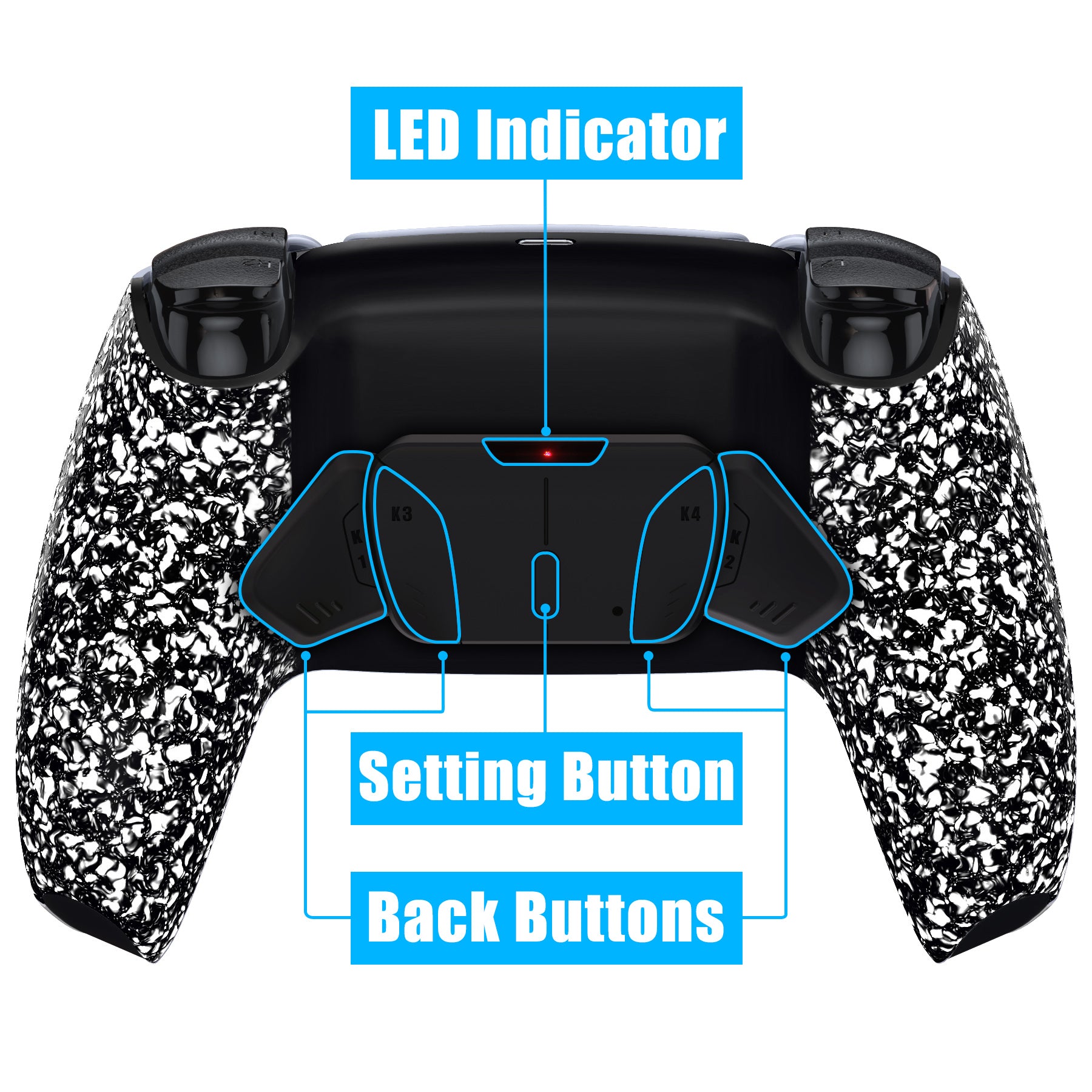 eXtremeRate Retail Textured White Remappable RISE 4.0 Remap Kit for ps5 Controller BDM 010 & BDM 020, Upgrade Board & Redesigned Back Shell & 4 Back Buttons for ps5 Controller - Controller NOT Included - YPFP3003