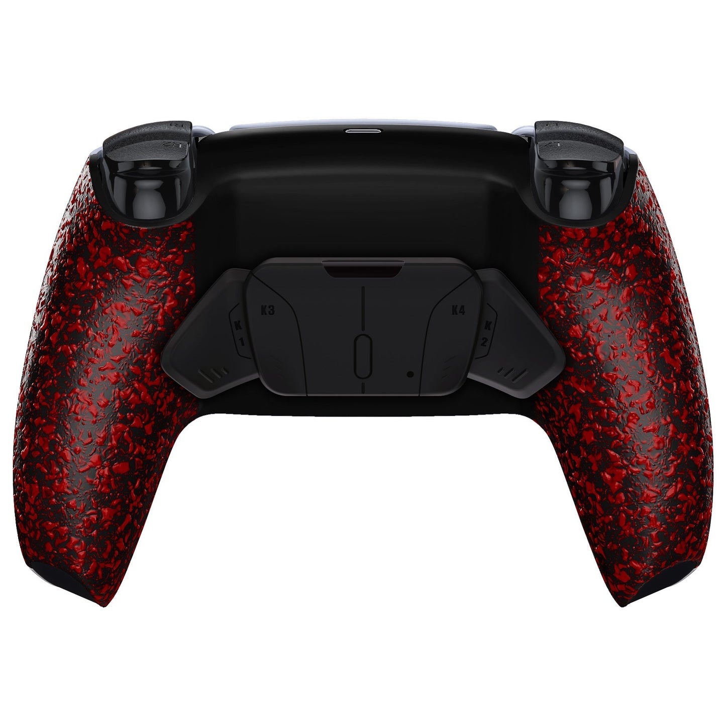 eXtremeRate Retail Textured Red Remappable RISE 4.0 Remap Kit for ps5 Controller BDM 010 & BDM 020, Upgrade Board & Redesigned Back Shell & 4 Back Buttons for ps5 Controller - Controller NOT Included - YPFP3004