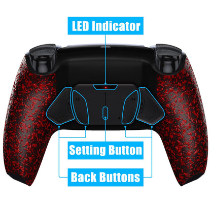 eXtremeRate Retail Textured Red Remappable RISE4 Remap Kit for PS5 Controller BDM-030, Upgrade Board & Redesigned Back Shell & 4 Back Buttons for PS5 Controller - Controller NOT Included - YPFP3004G3