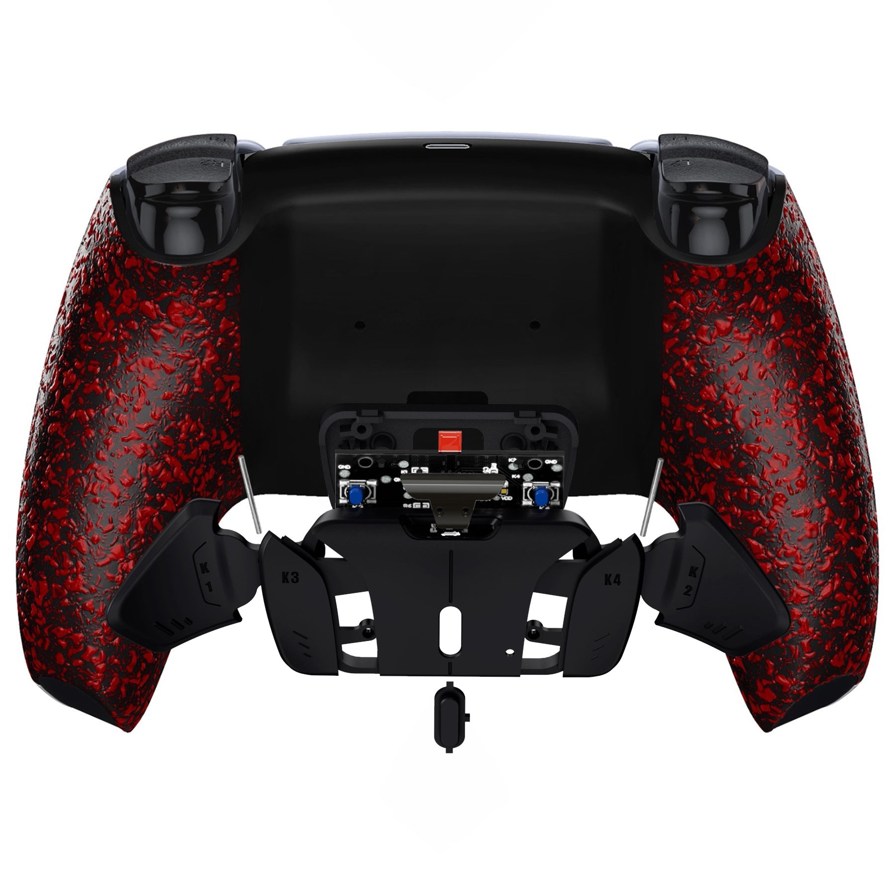 eXtremeRate Retail Textured Red Remappable RISE4 Remap Kit for PS5 Controller BDM-030, Upgrade Board & Redesigned Back Shell & 4 Back Buttons for PS5 Controller - Controller NOT Included - YPFP3004G3