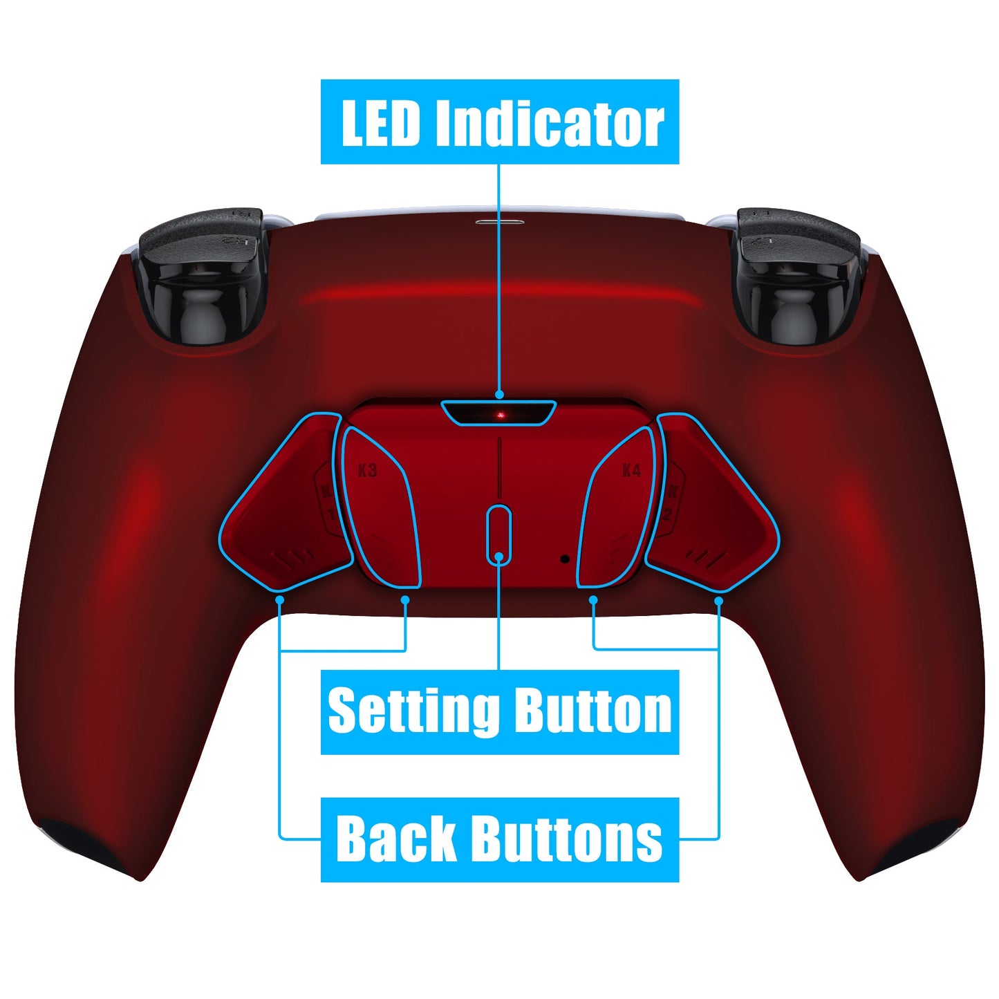 eXtremeRate Retail Scarlet Red Remappable RISE 4.0 Remap Kit for ps5 Controller BDM 010 & BDM 020, Upgrade Board & Redesigned Back Shell & 4 Back Buttons for ps5 Controller - Controller NOT Included - YPFP3007