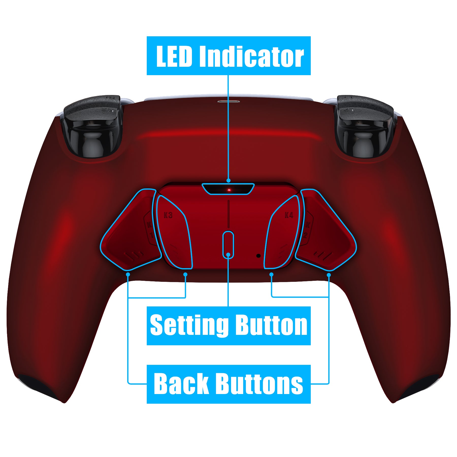 eXtremeRate Retail Scarlet Red Remappable RISE 4.0 Remap Kit for ps5 Controller BDM 010 & BDM 020, Upgrade Board & Redesigned Back Shell & 4 Back Buttons for ps5 Controller - Controller NOT Included - YPFP3007