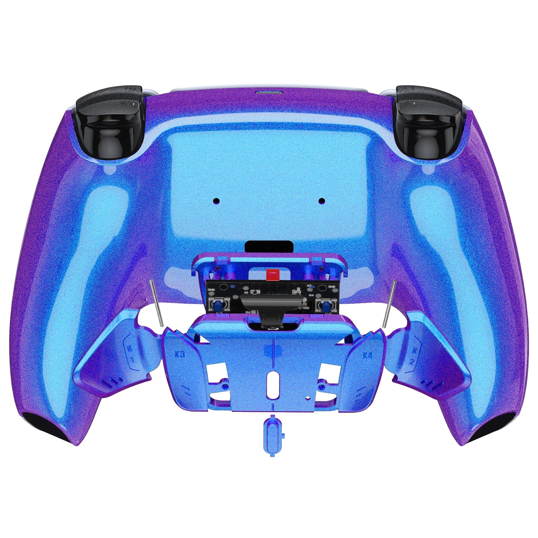 eXtremeRate Retail Chameleon Purple Blue Remappable RISE 4.0 Remap Kit for ps5 Controller BDM 010 & BDM 020, Upgrade Board & Redesigned Back Shell & 4 Back Buttons for ps5 Controller - Controller NOT Included - YPFP3008