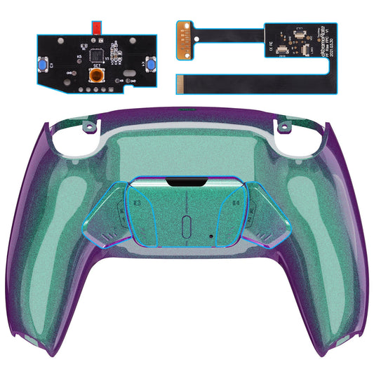 eXtremeRate Retail Chameleon Green Purple Remappable RISE 4.0 Remap Kit for ps5 Controller BDM 010 & BDM 020, Upgrade Board & Redesigned Back Shell & 4 Back Buttons for ps5 Controller - Controller NOT Included - YPFP3009