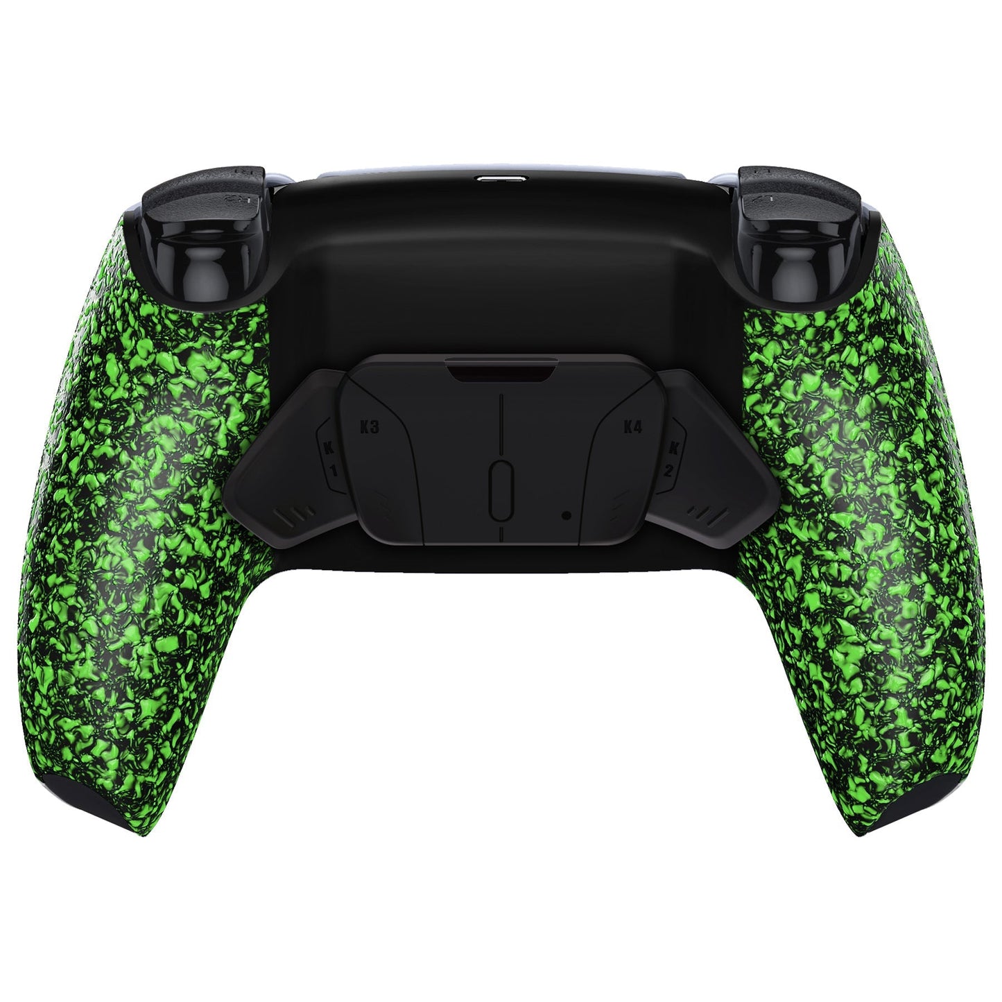 eXtremeRate Retail Textured Green Remappable RISE 4.0 Remap Kit for ps5 Controller BDM 010 & BDM 020, Upgrade Board & Redesigned Back Shell & 4 Back Buttons for ps5 Controller - Controller NOT Included - YPFP3010