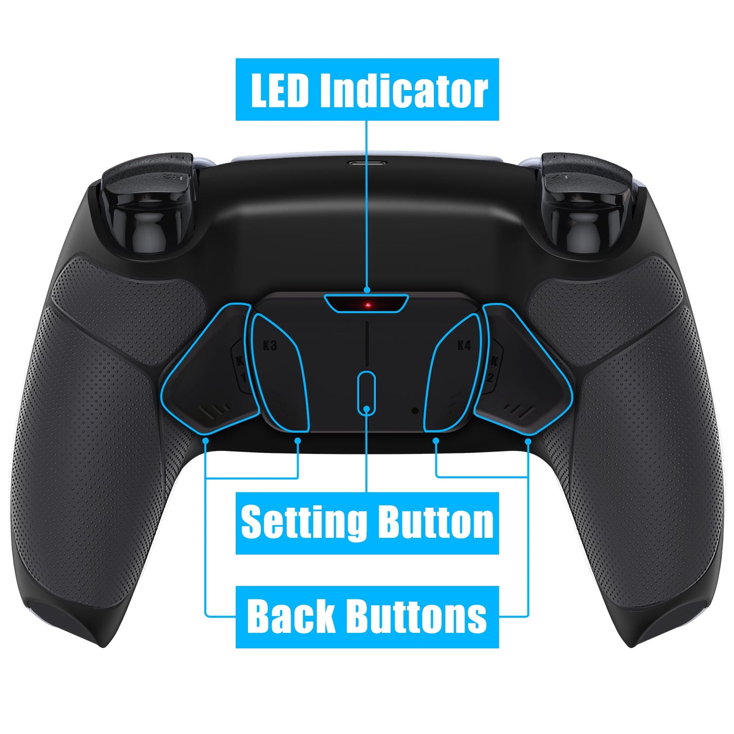 eXtremeRate Retail Black Rubberized Grip Remappable RISE 4.0 Remap Kit for ps5 Controller BDM 010 & BDM 020, Upgrade Board & Redesigned Back Shell & 4 Back Buttons for ps5 Controller - Controller NOT Included - YPFU6001