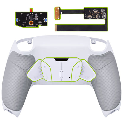 eXtremeRate Retail White Rubberized Grip Remappable RISE 4.0 Remap Kit for ps5 Controller BDM 010 & BDM 020, Upgrade Board & Redesigned Back Shell & 4 Back Buttons for ps5 Controller - Controller NOT Included - YPFU6002