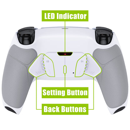 eXtremeRate Retail White Rubberized Grip Remappable RISE 4.0 Remap Kit for ps5 Controller BDM 010 & BDM 020, Upgrade Board & Redesigned Back Shell & 4 Back Buttons for ps5 Controller - Controller NOT Included - YPFU6002