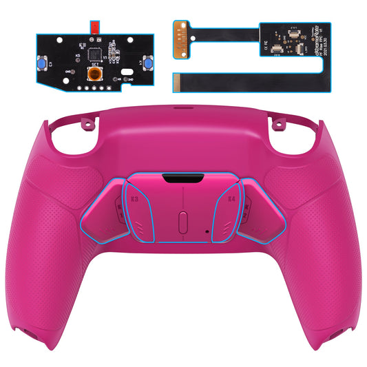 eXtremeRate Retail Nova Pink Rubberized Grip Remappable RISE 4.0 Remap Kit for PS5 Controller BDM 010 & BDM 020, Upgrade Board & Redesigned Back Shell & 4 Back Buttons for PS5 Controller - Controller NOT Included - YPFU6009