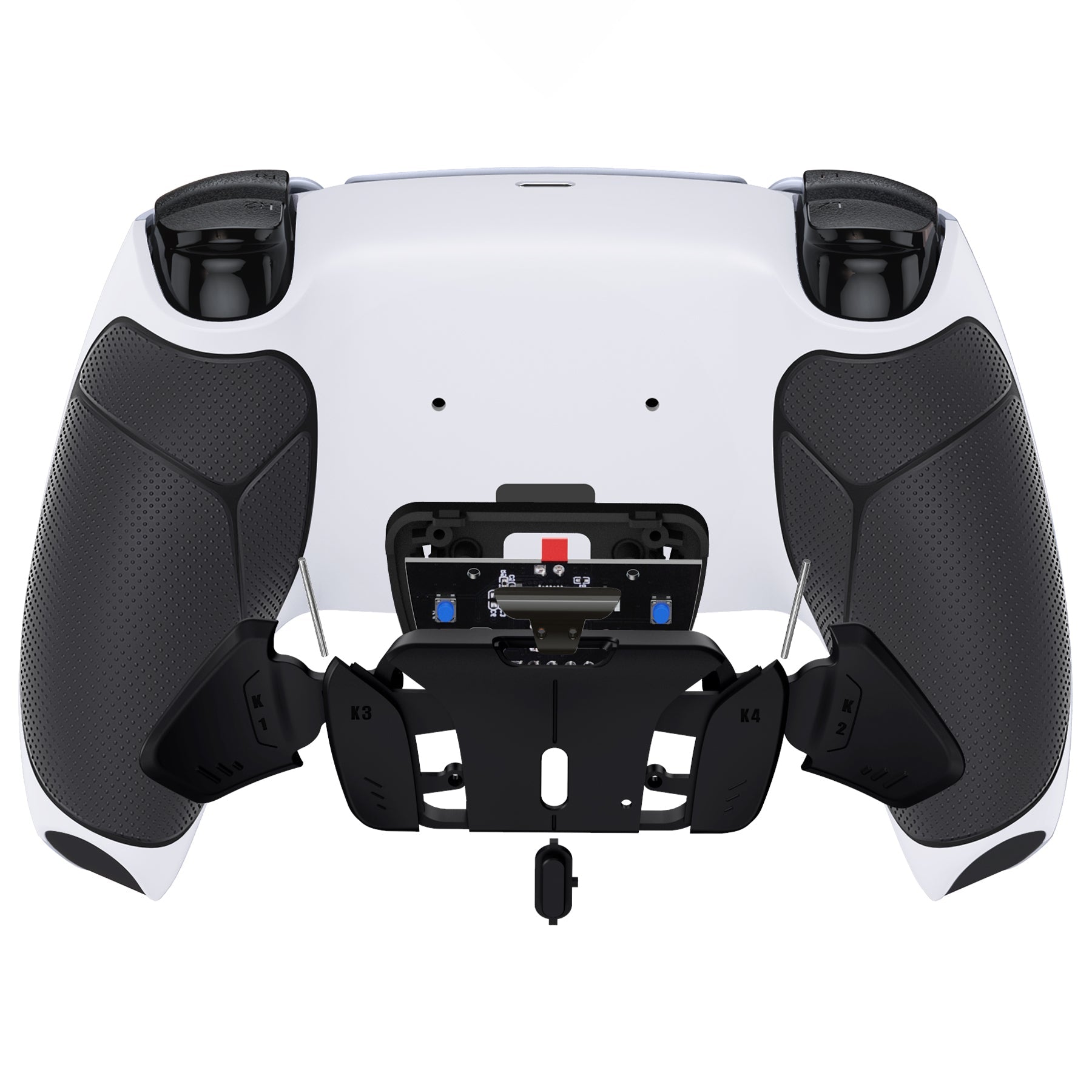 eXtremeRate Retail White Black Rubberized Grip Remappable RISE 4.0 Remap Kit for PS5 Controller BDM 010 & BDM 020, Upgrade Board & Redesigned Back Shell & 4 Black Back Buttons for PS5 Controller - Controller NOT Included - YPFU6010