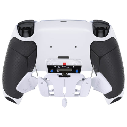 eXtremeRate Retail White Black Rubberized Grip Remappable RISE 4.0 Remap Kit for PS5 Controller BDM 010 & BDM 020, Upgrade Board & Redesigned Back Shell & 4 White Back Buttons for PS5 Controller - Controller NOT Included - YPFU6011