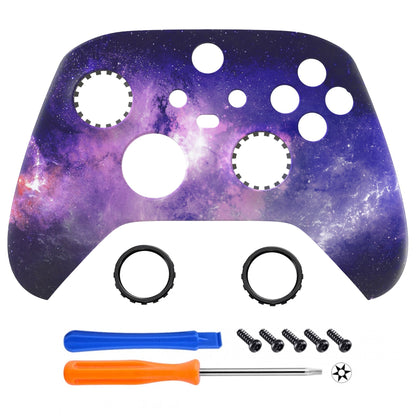 eXtremeRate Retail Nebula Galaxy ASR Version Front Housing Shell with Accent Rings for Xbox Series X/S Controller, Custom Soft Touch Cover Faceplate for Xbox Core Controller Model 1914 - Controller NOT Included - YX3T101