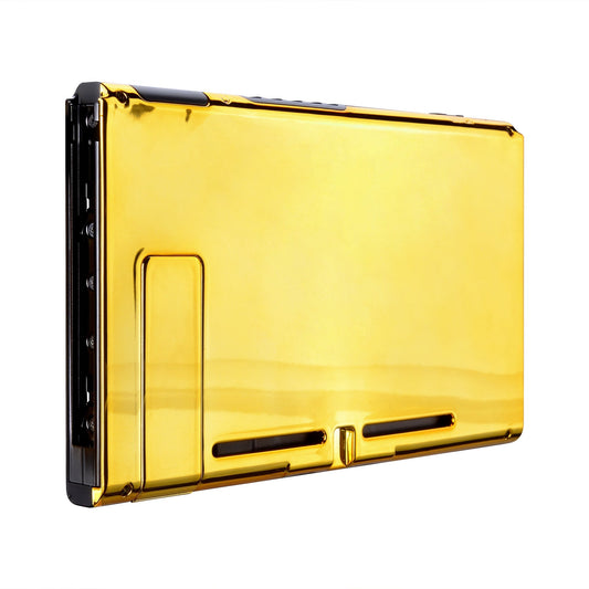 eXtremeRate Retail Chrome Gold Console Back Plate DIY Replacement Housing Shell Case for Nintendo Switch Console with Kickstand - JoyCon Shell NOT Included - ZD401