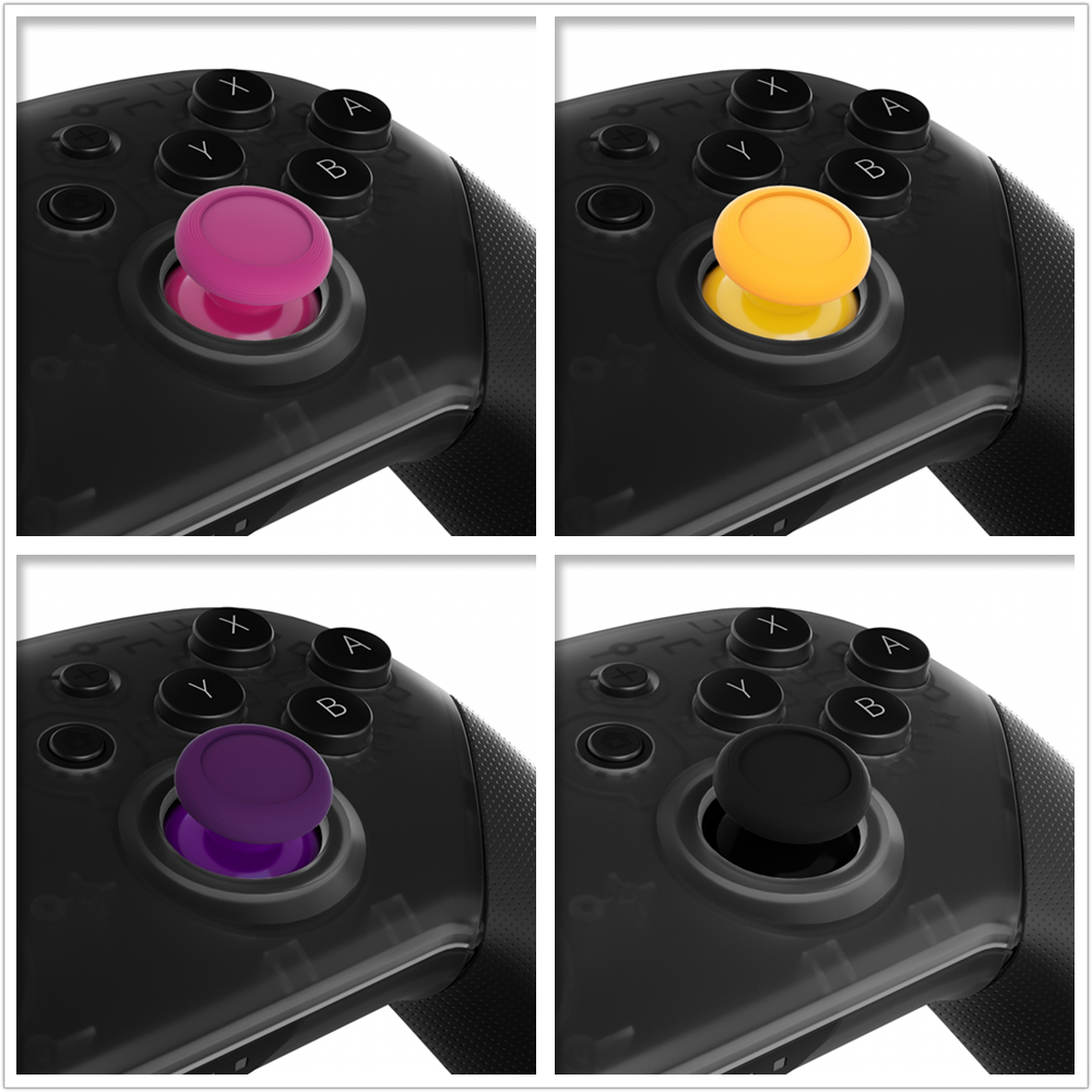 eXtremeRate Retail Replacement 3D Joystick Thumbsticks, Analog Thumb Sticks with Cross Screwdriver for Nintendo Switch Pro Controller - Yellow & Purple & Pink & Black - ZKRM504