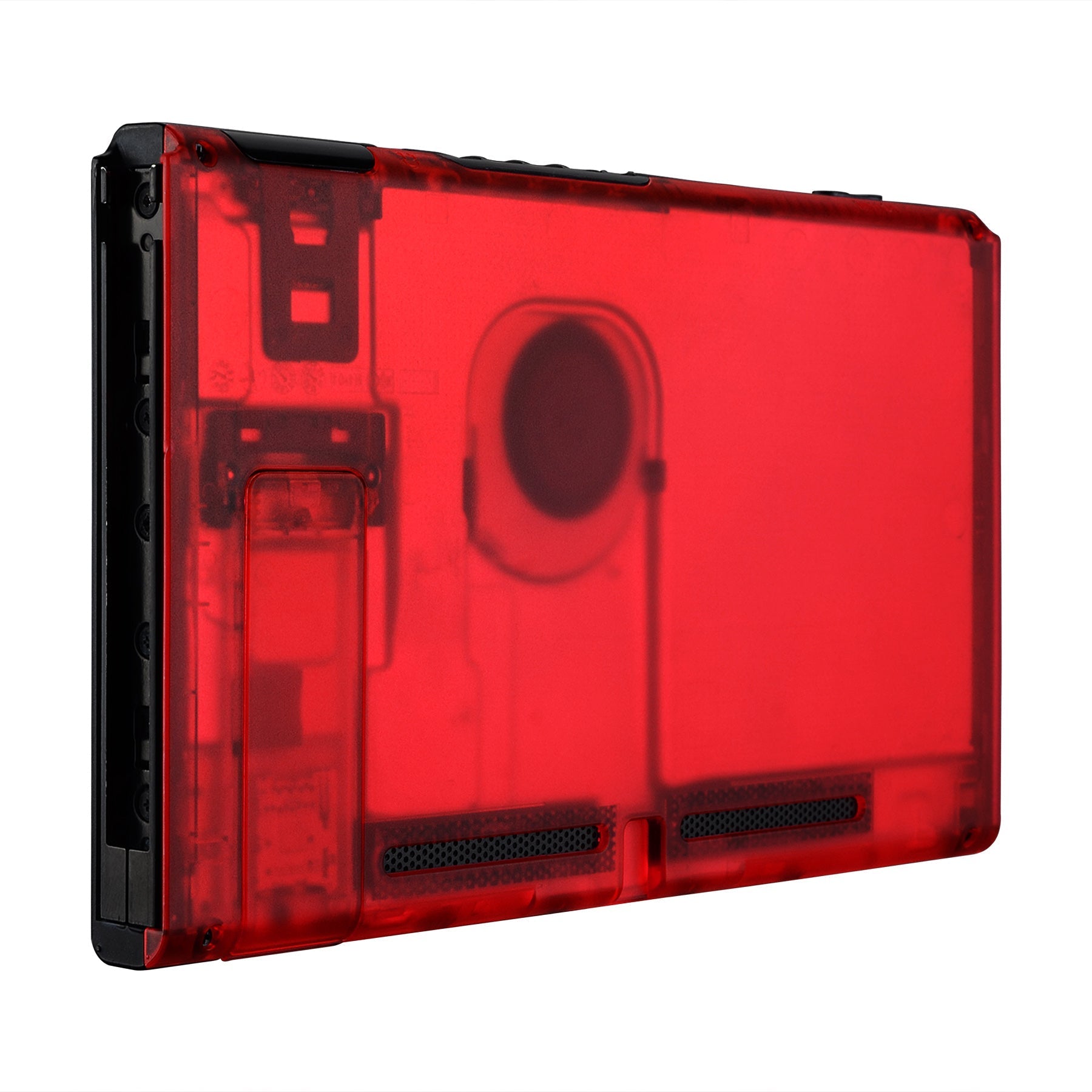 eXtremeRate Retail Transparent Clear Red Console Back Plate DIY Replacement Housing Shell Case for Nintendo Switch Console with Kickstand - JoyCon Shell NOT Included - ZM502