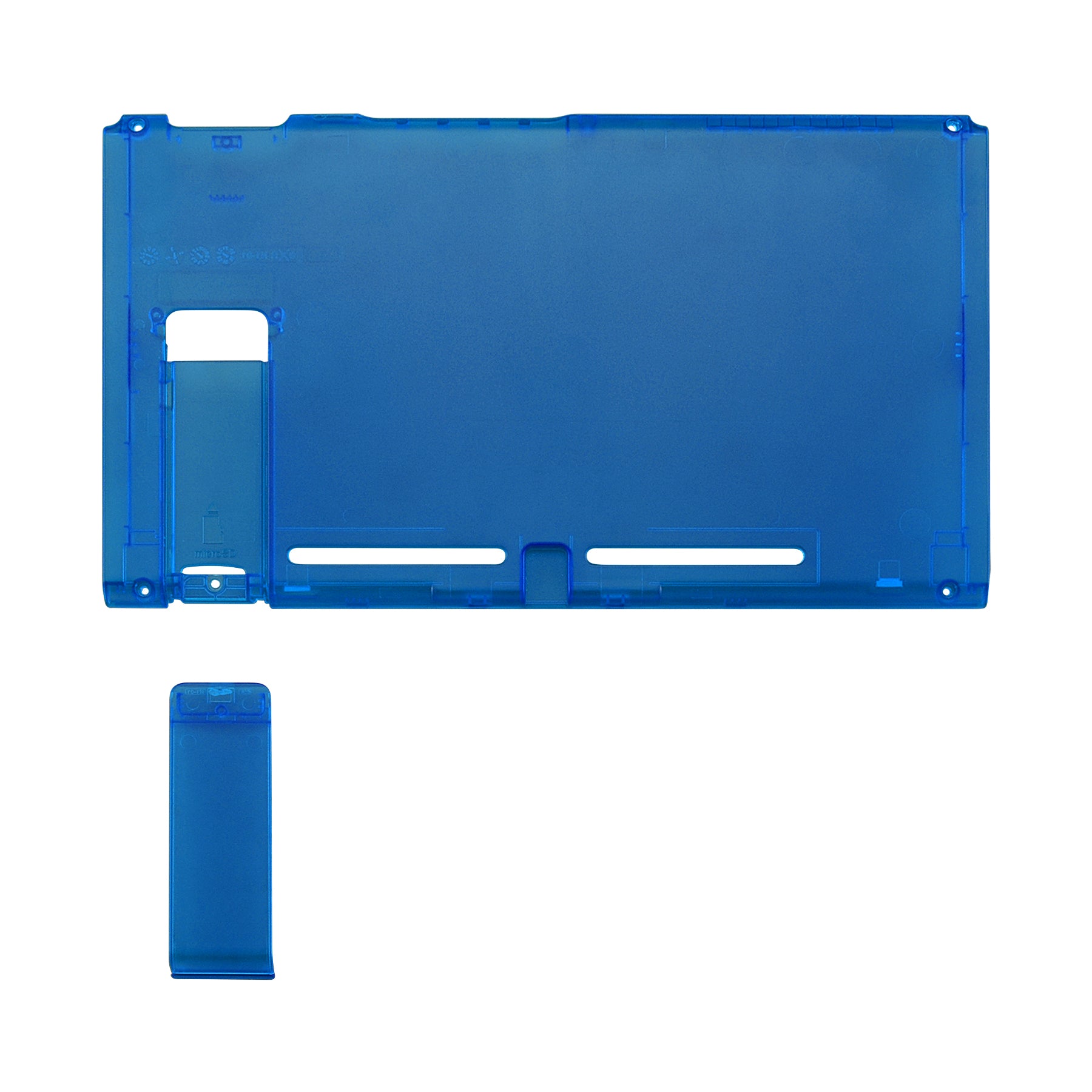 eXtremeRate Retail Transparent Clear Blue Console Back Plate DIY Replacement Housing Shell Case for Nintendo Switch Console with Kickstand - JoyCon Shell NOT Included - ZM504