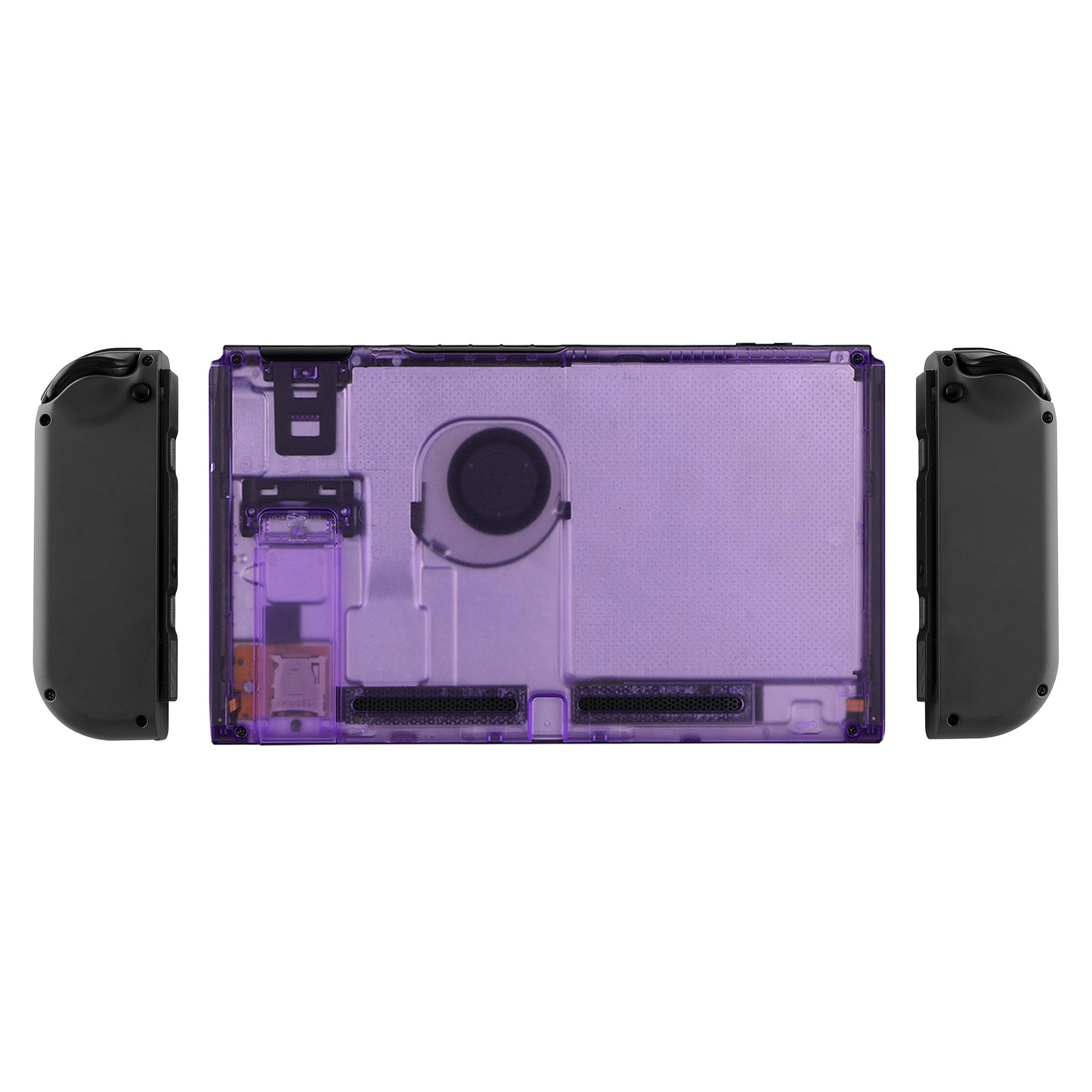 eXtremeRate Retail Clear Atomic Purple Console Back Plate DIY Replacement Housing Shell Case for Nintendo Switch Console with Kickstand - JoyCon Shell NOT Included - ZM505