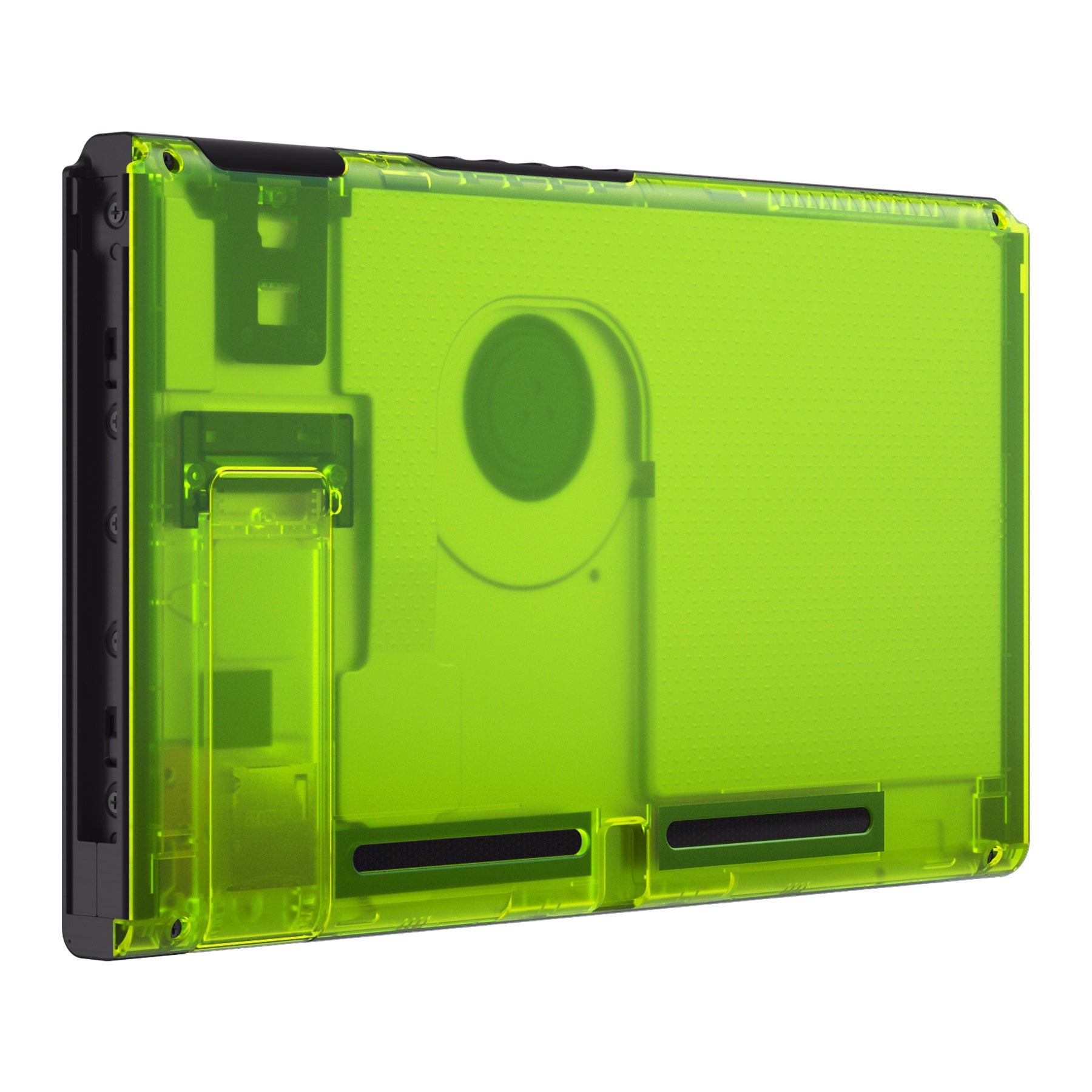 eXtremeRate Retail Clear Lime Green Console Back Plate DIY Replacement Housing Shell Case for NS Switch Console with Kickstand - JoyCon Shell NOT Included - ZM511