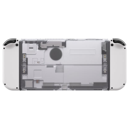 eXtremeRate Retail Clear Console Back Plate DIY Replacement Housing Shell Case with Kickstand for Nintendo Switch OLED ¨C Console and Joycon NOT Included - ZNSOM5001