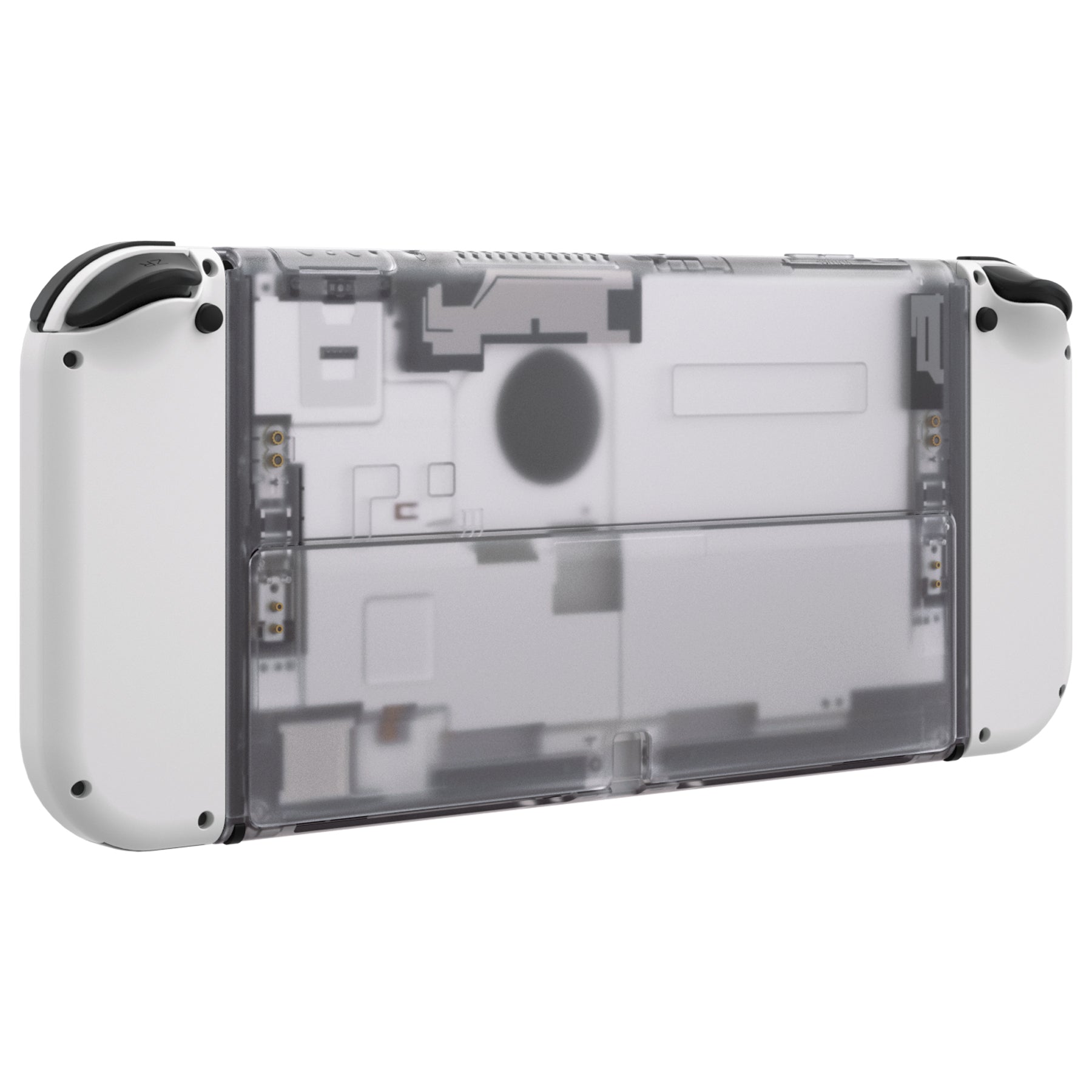 eXtremeRate Retail Clear Console Back Plate DIY Replacement Housing Shell Case with Kickstand for Nintendo Switch OLED ¨C Console and Joycon NOT Included - ZNSOM5001