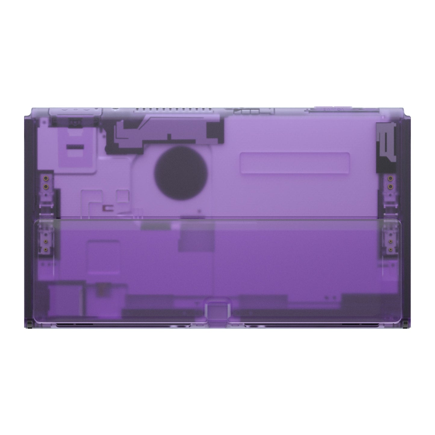 eXtremeRate Retail Clear Atomic Purple Console Back Plate DIY Replacement Housing Shell Case with Kickstand for Nintendo Switch OLED ¨C Console and Joycon NOT Included - ZNSOM5002