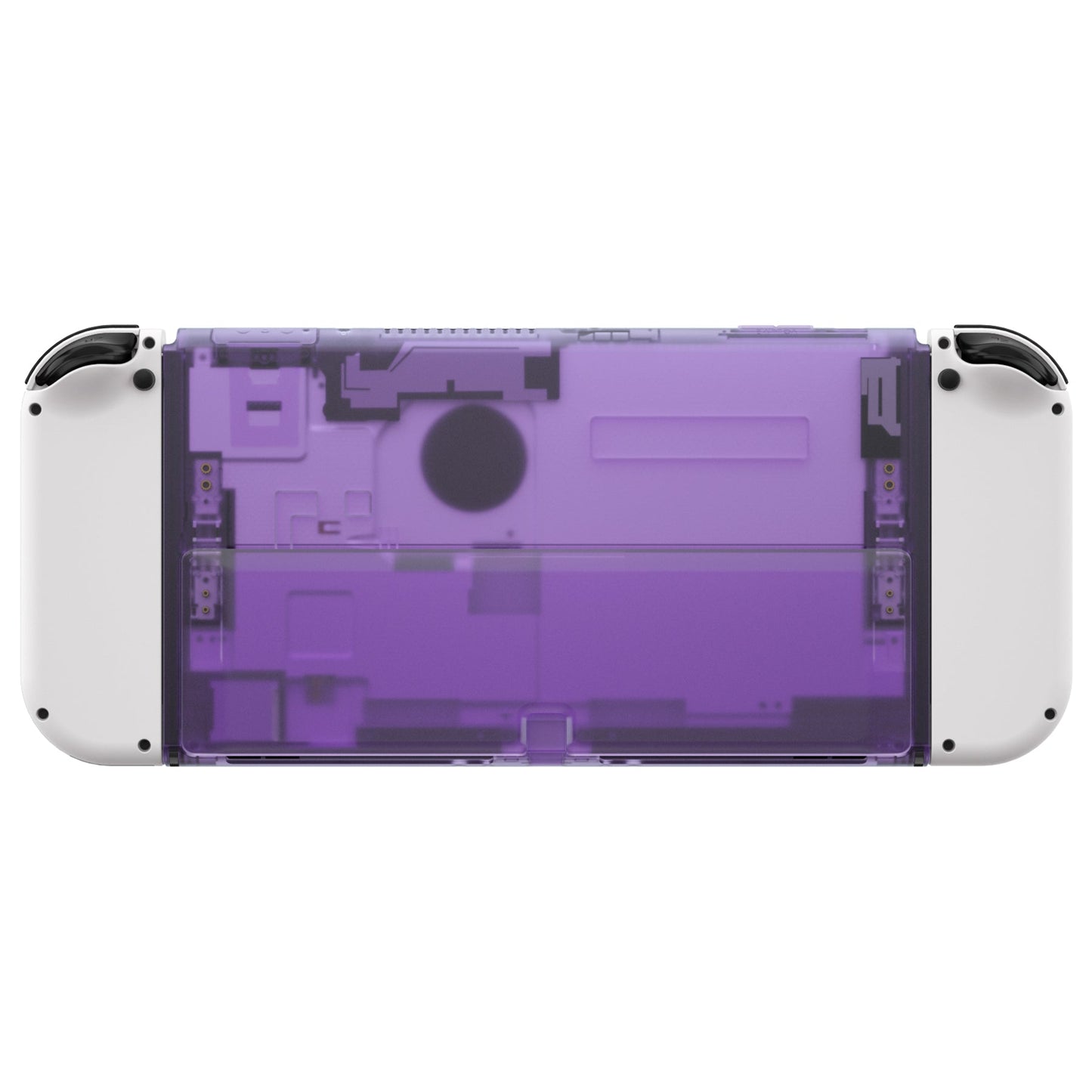 eXtremeRate Retail Clear Atomic Purple Console Back Plate DIY Replacement Housing Shell Case with Kickstand for Nintendo Switch OLED ¨C Console and Joycon NOT Included - ZNSOM5002