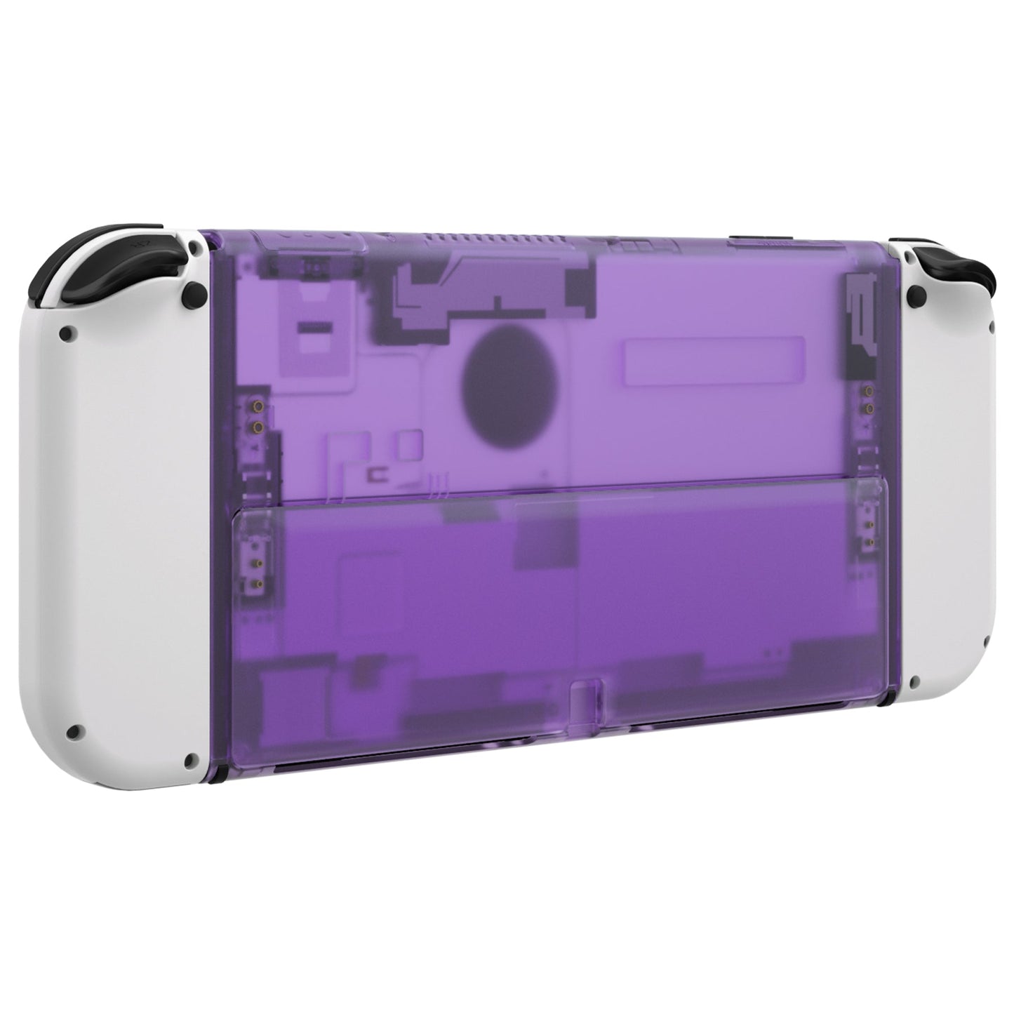 eXtremeRate Retail Clear Atomic Purple Console Back Plate DIY Replacement Housing Shell Case with Kickstand for Nintendo Switch OLED ¨C Console and Joycon NOT Included - ZNSOM5002