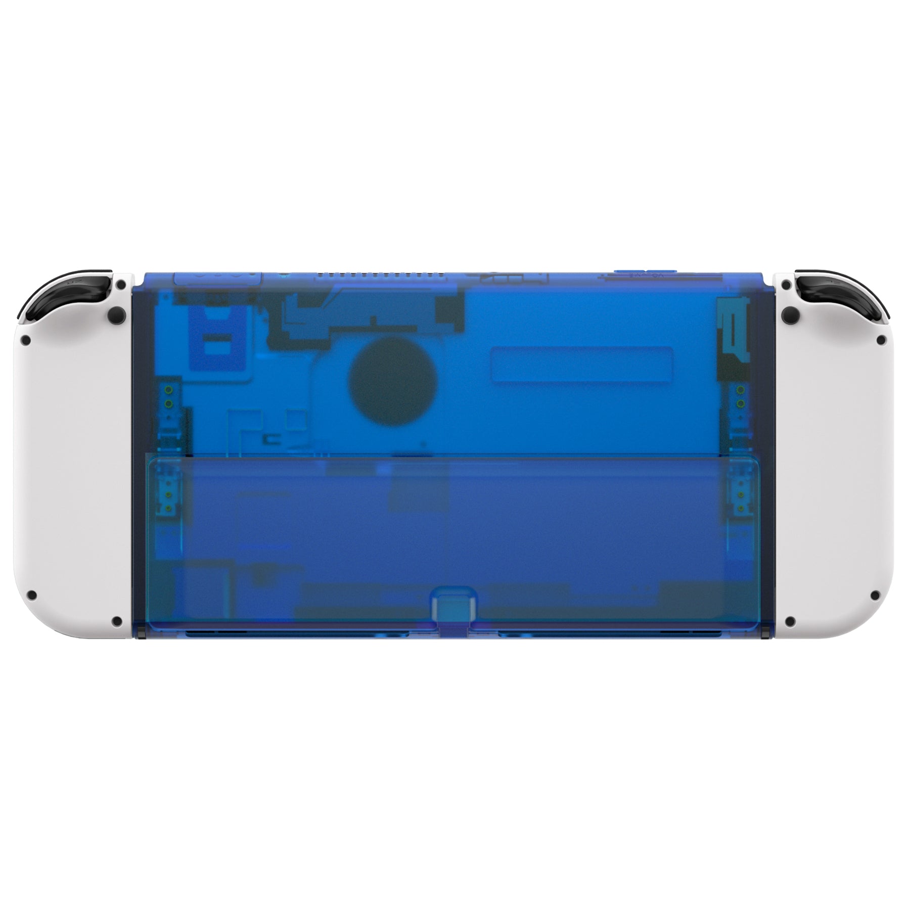 eXtremeRate Retail Clear Blue Console Back Plate DIY Replacement Housing Shell Case with Kickstand for Nintendo Switch OLED ¨C Console and Joycon NOT Included - ZNSOM5006