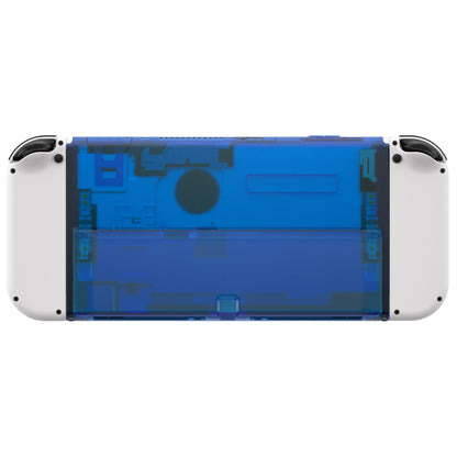 eXtremeRate Retail Clear Blue Console Back Plate DIY Replacement Housing Shell Case with Kickstand for Nintendo Switch OLED ¨C Console and Joycon NOT Included - ZNSOM5006