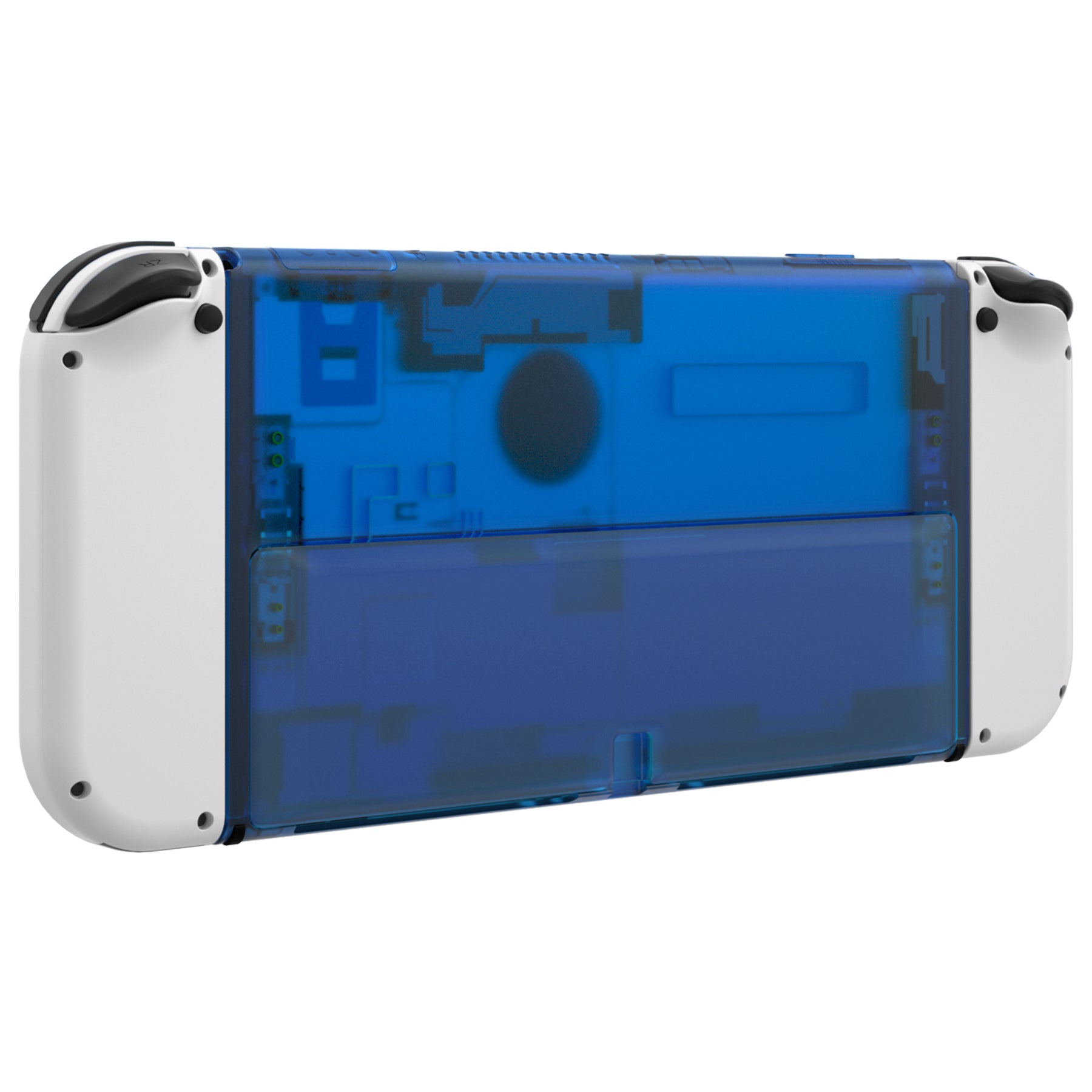 eXtremeRate Retail Clear Blue Console Back Plate DIY Replacement Housing Shell Case with Kickstand for Nintendo Switch OLED ¨C Console and Joycon NOT Included - ZNSOM5006