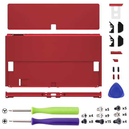 eXtremeRate Replacement Back Plate for Nintendo Switch OLED with Metal Kickstand (Scarlet Red)