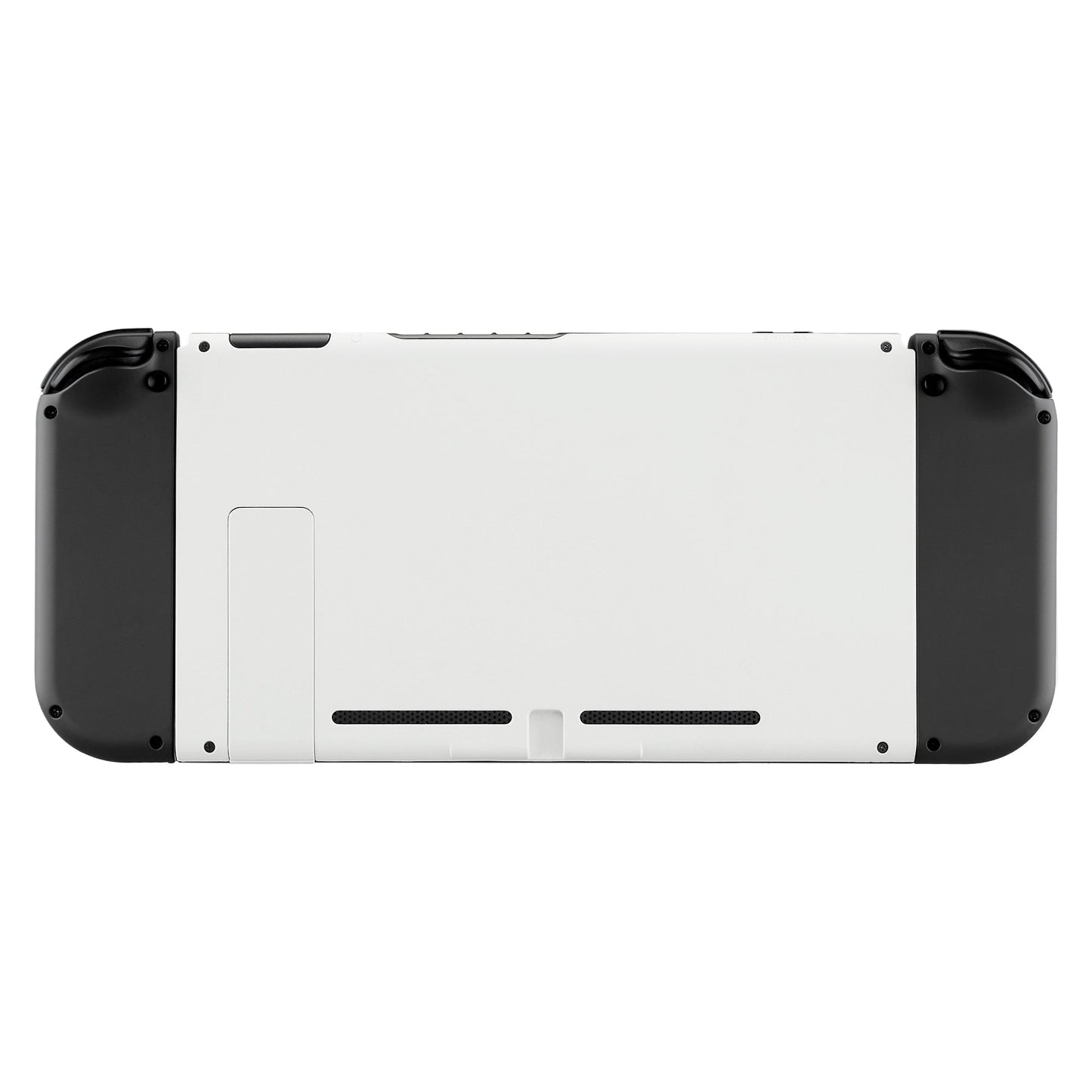 eXtremeRate Retail Soft Touch Grip White Console Back Plate DIY Replacement Housing Shell Case for Nintendo Switch Console with Kickstand - JoyCon Shell NOT Included - ZP303