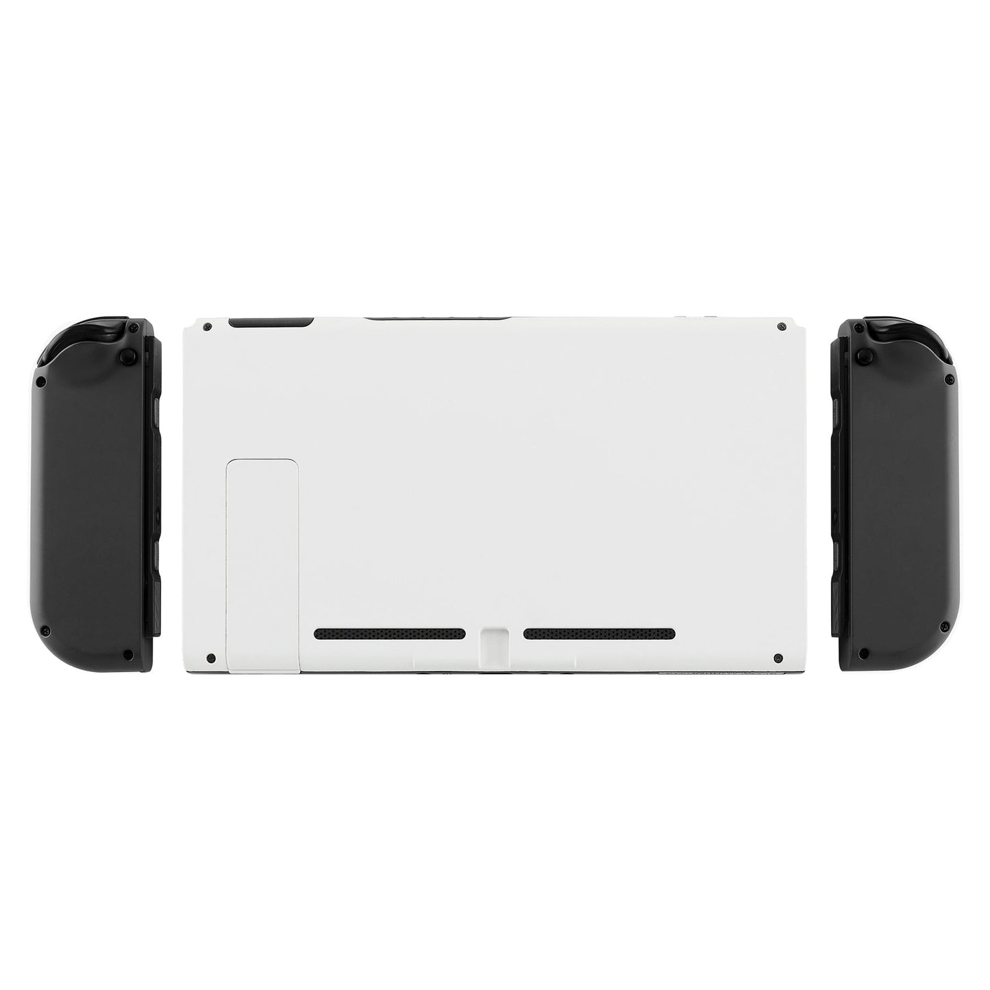 eXtremeRate Retail Soft Touch Grip White Console Back Plate DIY Replacement Housing Shell Case for Nintendo Switch Console with Kickstand - JoyCon Shell NOT Included - ZP303