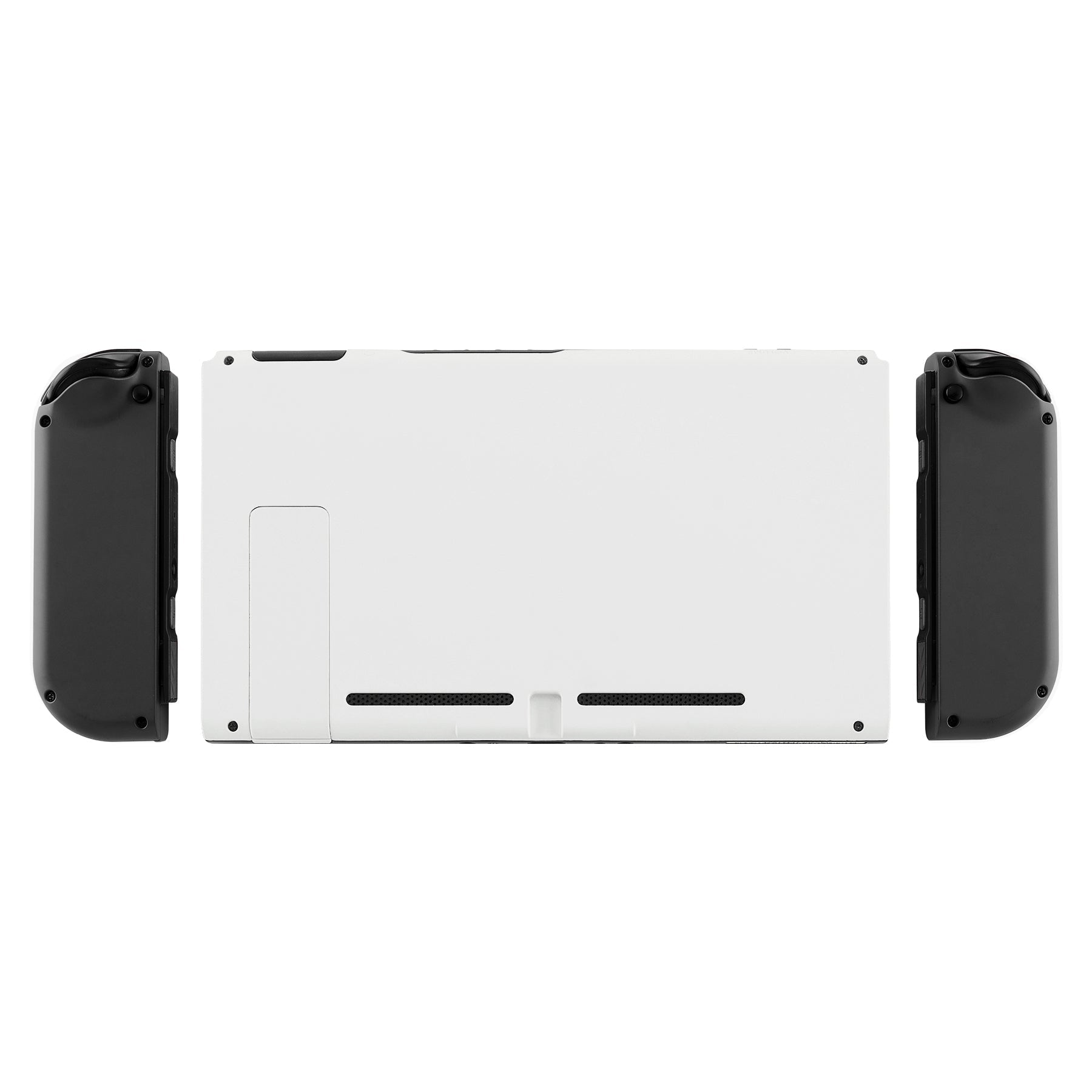 eXtremeRate Retail Soft Touch Grip White Console Back Plate DIY Replacement Housing Shell Case for Nintendo Switch Console with Kickstand - JoyCon Shell NOT Included - ZP303