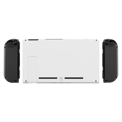 eXtremeRate Retail Soft Touch Grip White Console Back Plate DIY Replacement Housing Shell Case for Nintendo Switch Console with Kickstand - JoyCon Shell NOT Included - ZP303