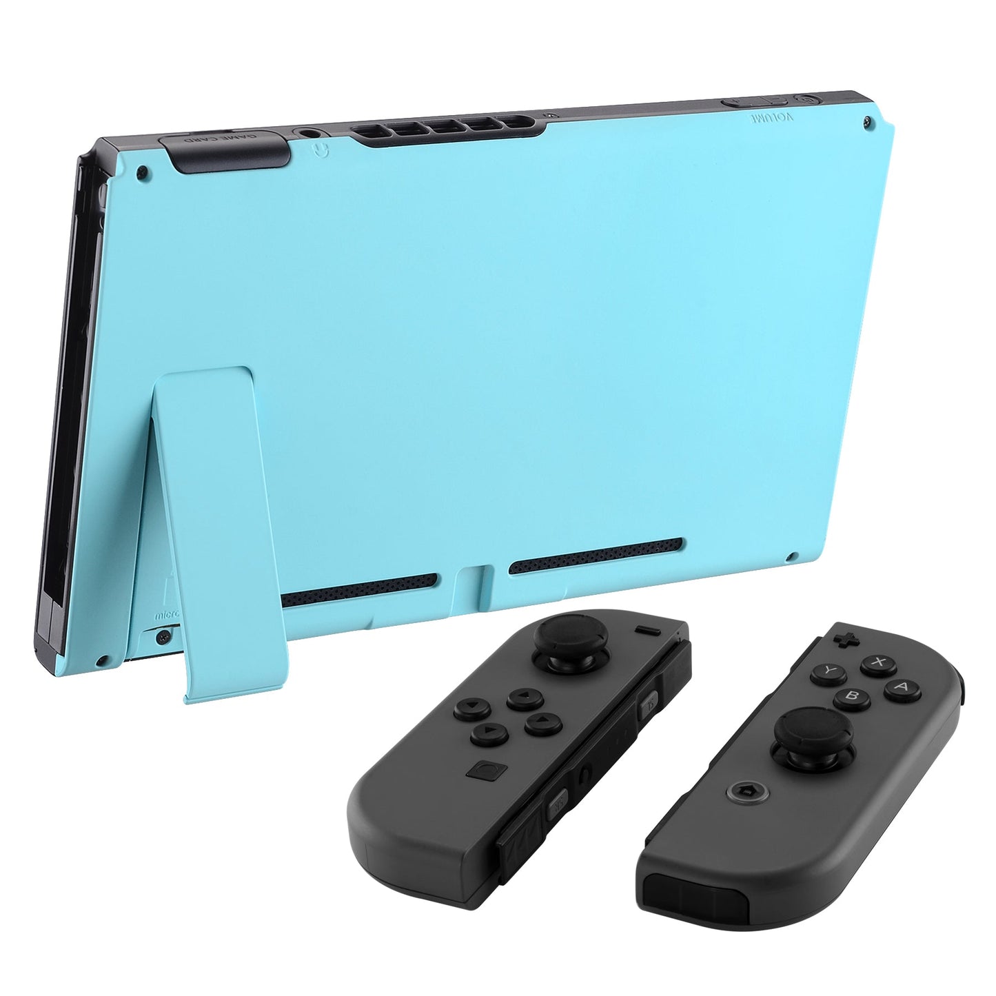 eXtremeRate Retail Soft Touch Grip Heaven Blue Console Back Plate DIY Replacement Housing Shell Case for Nintendo Switch Console with Kickstand - JoyCon Shell NOT Included - ZP307