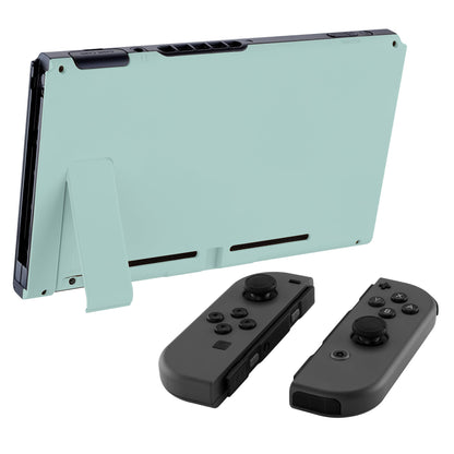 eXtremeRate Retail Soft Touch Grip Light Cyan Console Back Plate DIY Replacement Housing Shell Case for NS Switch Console with Kickstand - JoyCon Shell NOT Included - ZP316