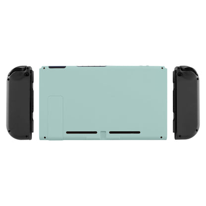 eXtremeRate Retail Soft Touch Grip Light Cyan Console Back Plate DIY Replacement Housing Shell Case for NS Switch Console with Kickstand - JoyCon Shell NOT Included - ZP316